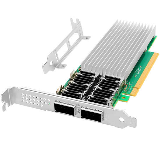 Picture of Vogzone 100Gb PCI-E NIC Network Card for Intel E810-CQDA2, 25GbE/50GbE/100GbE Dual QSFP28 Ports, with Intel E810 CAM2 Chip,100GbE PCI Express 4.0 X16 Ethernet Adapter Support RDMA iWARP/RoCEv2/UEFI