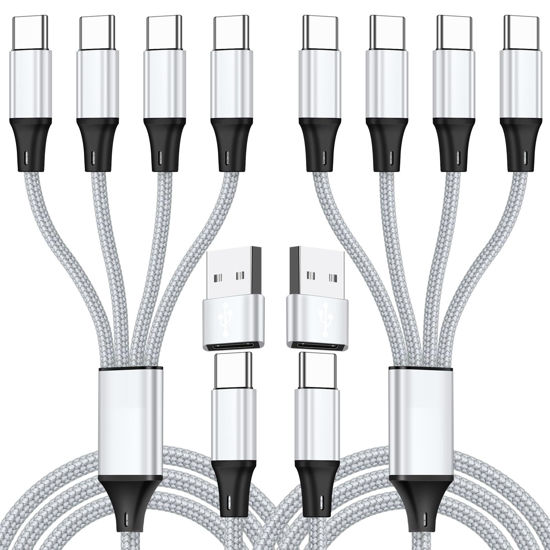 Picture of SVEUC USB C Splitter Multi Charging Cable,USB A/C to USB C PD & QC 3.1A Fast Charging[2Pack 4Ft], 4 in 2 Multi Charger Cord, with 4 Type-C Connectors Compatible with Cell Phones Tablets and More