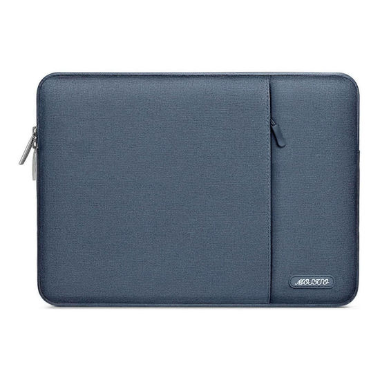 Picture of MOSISO Laptop Sleeve Bag Compatible with MacBook Pro 16 inch 2024-2019 M3 A2991 M2 A2780 M1 A2485 A2141/Pro Retina 15 A1398, 15-15.6 inch Notebook, Polyester Vertical Case with Pocket, Haze Blue