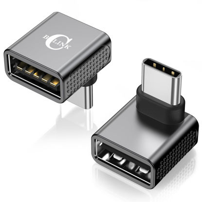 Picture of BCLINK 10Gbps USB C to USB Adapter (2 Pack), Up and Down 90 Degree Right Angle USB C Male to USB A 3.2 Female Converter for iPhone 16 15 Series, iPad, MacBook and More