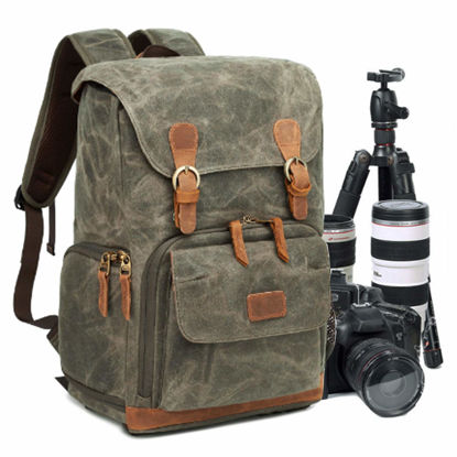 Picture of UBAYMAX Camera Backpack, DSLR SLR Waterproof Canvas Camera Bags Rucksack 15.6 inch Laptop Bag Travel Bag for Canon Nikon Sony Camera and Lens Tripod Accessories