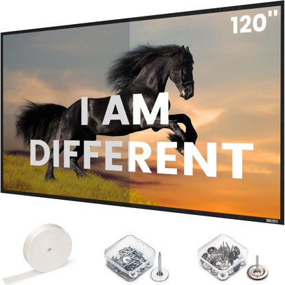 Picture of High gain 120 Inch Projector Screen - Wall Mounted - 2.6X Brightness and High Contrast 30% ALR -16:9 White Screen - by IOLIEO