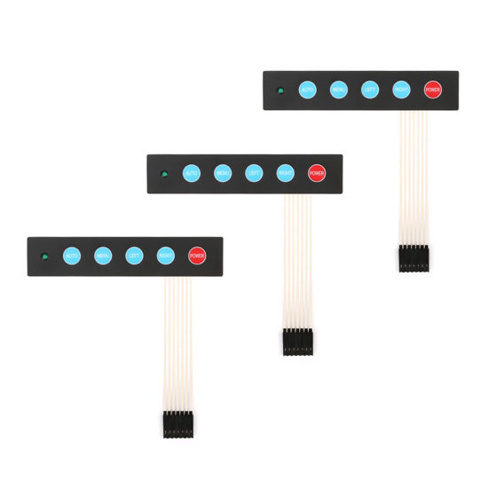 Picture of JESSINIE 3Pcs 1x5 Matrix Array Membrane Switch 5 Key Display Switch Keypad Keyboard with LED Light Switch 7Pin for Arduino
