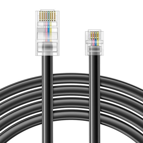 Picture of 10FT - 4Pack Phone Jack to Ethernet Cable Adapter, RJ45 8P4C Male to RJ11 6P4C Male for Landline Telephone Service for Extending, Connecting for Fax or Answering Machine