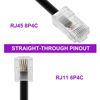 Picture of 10FT - 4Pack Phone Jack to Ethernet Cable Adapter, RJ45 8P4C Male to RJ11 6P4C Male for Landline Telephone Service for Extending, Connecting for Fax or Answering Machine