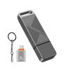 Picture of EASTBULL 32GB FAT32 USB 3.0 Flash Drive with a USB C Adapter and Keychain, Fast-Speed Thumb Drive Metal Pen Drive 32 G Memory Stick for Storage and Backup (Grey, with USB C 3.0 Adapter, Keychain)