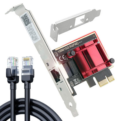 Picture of Ubit 2.5GB PCIe Network Card with 1m(39’’) RJ45 Ethernet Patch Cable - PCIe to 2.5 Gigabit Ethernet Network Adapter, Supports Windows 11/10/8.1/8/7, Win Server 2022/2019/2016, Linux