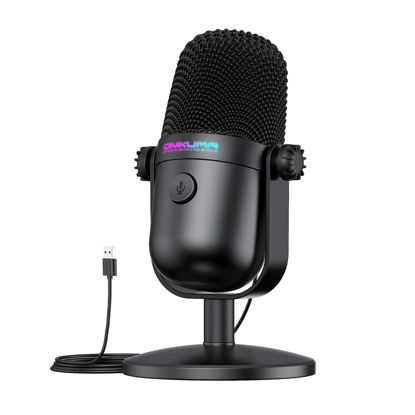 Picture of USB Condenser Gaming Microphone, Mini USB Microphone, Noise Cancellation Gaming PC Microphone with Mute, Cardioid Pickup Pattern for Streaming, Twitch, Online Chat, RGB Computer Mic for PC Gamer