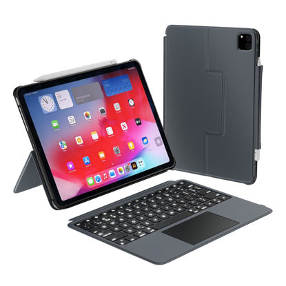 Picture of Macally iPad Air 11 Inch Case with Keyboard (M2, 2024) | iPad 11 Pro Case with Keyboard (2022/2021/2020/2018) - Detachable Backlit Keyboard with Large Trackpad, Multi-View Stand, Apple Pencil Holder
