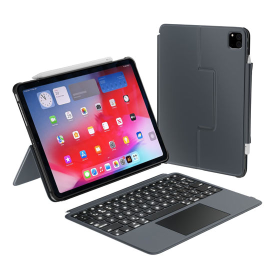 Picture of Macally iPad Air 11 Inch Case with Keyboard (M2, 2024) | iPad 11 Pro Case with Keyboard (2022/2021/2020/2018) - Detachable Backlit Keyboard with Large Trackpad, Multi-View Stand, Apple Pencil Holder