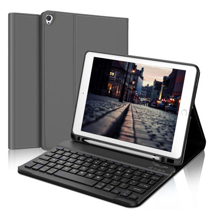 Picture of D DINGRICH iPad Case 10.2 with Keyboard, Slim Smart Case - Built-in Pencil Holder - Protective Folio Stand Cover - Detachable Bluetooth Keyboard - iPad Keyboard Case 9th/8th/7th Generation, Space Gray