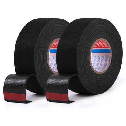 Picture of HSTECH 2 Rolls Width 1.26in Wire Loom Harness Tape, Speaker Wiring Harness Cloth Tape, Black Adhesive Fabric Tape, for Automobile Electrical Wire harnessing Noise Dampening Heat Proof （32mm X 15m）