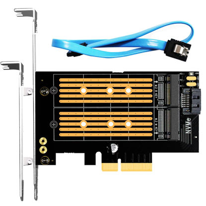 Picture of GLOTRENDS PA12 Dual M.2 SSD PCIe X4 Adapter Without Heatsink for One M.2 NVMe SSD and One M.2 SATA SSD, Support PCIe 4.0 SSD and OS Boot from M.2 NVMe SSD