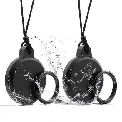 Picture of Airtag Holder Waterproof,Airtag Necklace,Airtag Keychain,Airtag Case,Screw Full Cover Protective Airtag Hidden GPS Tracker,Airtag for Kids,Elderly,Pet,Clothing (Obsidian Black 2 Pack)