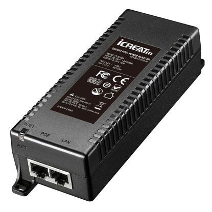 Picture of 60W Gigabit PoE++ Injector,10/100/1000Mbps, Shielded RJ-45, IEEE 802.3af/at/bt Compliant, PoE Adapter for High-Power Ethernet Compatible with Trendnet TPE-117GI, TP-Link TL-PoE170S, M921-E-60W