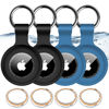 Picture of 4 Pack,IPX8 Waterproof Airtag Holder for Apple Air Tags with Air Tag Keychain,Shockproof GPS Cover [Anti-Scratch] [PC+Silicone] Air-Tag Item Finders Case for Pets,Kids,Keys,Luggages-Black/Blue