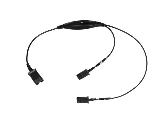 Picture of Supervisor Training Y Cable with Switchable Mute - Connects 2 x Plantronics or TruVoice QD Headsets to a Bottom Adapter for Headset Training.