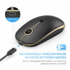 Picture of VssoPlor Type C Wireless Mouse USB C Rechargeable Portable Quiet Mouse USB and Type C Receiver Dual Mode Laptop Mouse for PC, Laptop, MacBook, Tablet-Black Gold