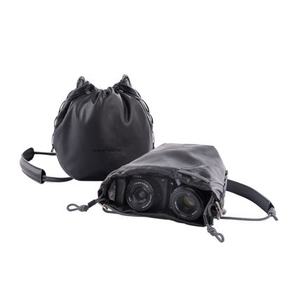 Picture of PGYTECH OneGo Drawstring Small Camera Bag, Leather Soft Camera Pouch compatible with Mirrorless Cameras/Nikon/Canon/Sony/Fuji Camera Case