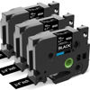 Picture of Label KINGDOM TZe-345 18mm White on Black Replacement for Brother TZe345 TZe Tz Tape 18mm 0.7 Laminated Black Label Tape 3/4" Compatible with Brother P Touch PT-D400 PT-D410 PT-D600, 3-Pack