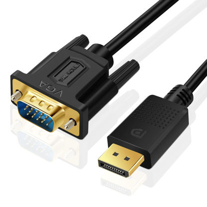 Picture of SHULIANCABLE Displayport to VGA Cable, DisplayPort to VGA Adapter DP to VGA Cable Male to Male Gold-Plated for Computer, Laptop, PC, Monitor, TV, Projector (10 Feet)