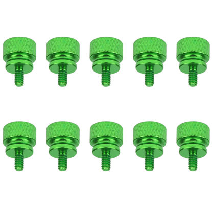 Picture of HELIFOUNER 10 Pieces 6-32 Thread, Green Color Anodized Aluminum Computer Case Thumbscrews, Thumb Screws for Computer Case/Cover/Power Supply/Hard Drives
