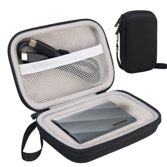 Picture of Lacdo Hard Carrying Case for Samsung T9 Portable Solid State Drives 1TB 2TB 4TB USB 3.2 External SSD Hard EVA Shockproof Storage Travel Bag, Black+Gray