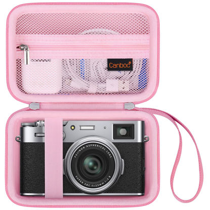 Picture of Canboc Carrying Case for Fujifilm X100V/ X100VI/ X100F/ X100S Digital Camera, Zipper Mesh Pocket fit USB Cable, Pink (Case Only)
