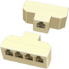 Picture of NECABLES 2Pack Phone Splitter 4 Way Telephone Adapter RJ11 6P4C 1 Female to 4 Females for Landline and Fax Ivory