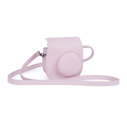 Picture of Riosin Instant Mini 12 Protective Camera Case for Fujifilm Instax Mini 12/11,Premium PU Leather Camera Bag Cover with Pocket and Removable&Adjustable Strap (Blossom Pink)