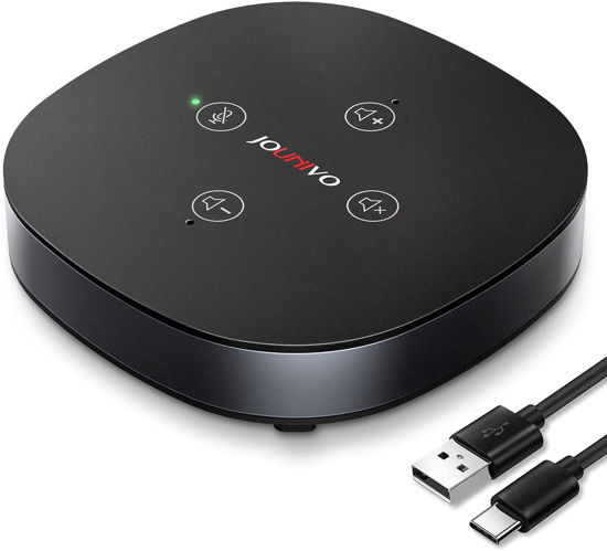 Picture of USB Speakerphone Microphone, Conference Speaker Omnidirectional Computer Mic, with 360º Voice Pickup, Touch-Sensor Buttons for Mute/unmute, Streaming, Call Speaker Skype, Webinar, Interview -(JV803)