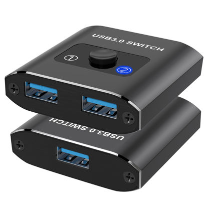 Picture of USB 3.0 Switch Selector, Bi-Directional USB Switch 1 in 2 Out/2 in 1 Out, USB Switcher 2 Computers Sharing Devices Like for Printer, Keyboard, Scanner, Mouse, Compatible with Mac/Win/Linux