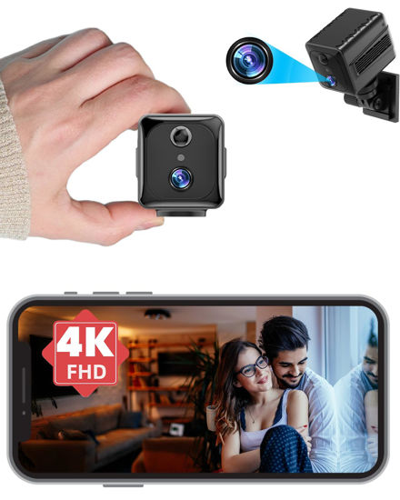 Picture of LAIFUCAM Mini Spy Hidden Camera 4K Wireless WiFi Nanny Cam Portable Indoor Home Security Video Camera with 120 Days Standby Battery Life Phone APP Motion Detection Night Vision
