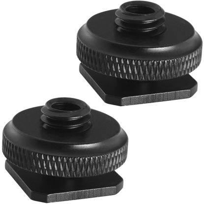 Picture of LUORNG 2PCS Hot Shoe Adapter 3/8 Male to 1/4 Female Single Layer Hot Shoe Bracket Extension Screw Flash Stand Tripod Phone Holder Photography Tripod Plate Converter for Video Lights Monitors