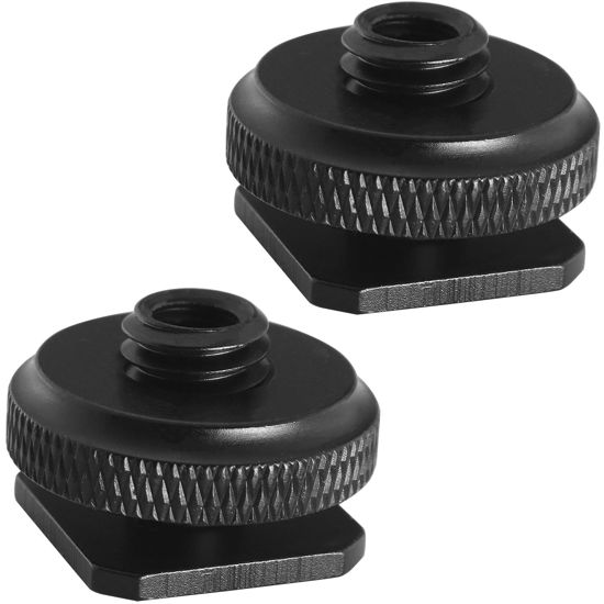 Picture of LUORNG 2PCS Hot Shoe Adapter 3/8 Male to 1/4 Female Single Layer Hot Shoe Bracket Extension Screw Flash Stand Tripod Phone Holder Photography Tripod Plate Converter for Video Lights Monitors