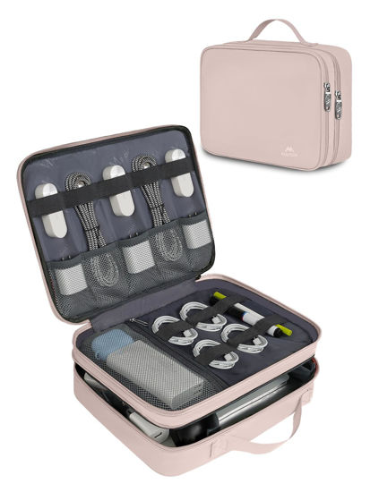 Picture of MATEIN Electronic Organizer Travel Case for Women, Double Layers Electronic Accessories Case with Handle, Portable Cord Organizer Travel for Cord, Charger, Phone, Earphone, Tablet, Pink Gift