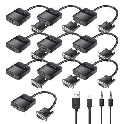 Picture of VENTION VGA to HDMI 10 Pack-1080P Video Dongle Adaptador VGA Converter with Audio Cable (0.5FT), Male to Female for PC,Monitor HDTV (Note: VGA to HDMI Only, Not Bi-Directional)