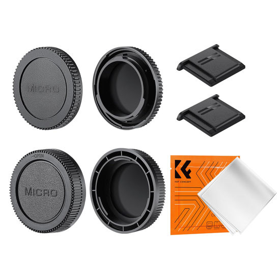 Picture of K&F Concept M4/3 Mount Rear Lens Cap & Body Cap Cover Kit, Micro Four Thirds MFT M4/3 M43 Cap for Olympus E-M1X E-M1 II E-M5 III E-M10 IV E-PL9 E-PL8 E-P7, for Panasonic GH5 GH5 II G9 G95 G9L G85 GX9