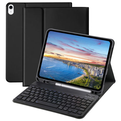 Picture of Keyboard Case for iPad 10th Gen 10.9'' 2022, iPad 10th Generation Case with Keyboard 10.9 inch, Smart Folio Cover with Pencil Holder, Slim Rechargeable Magnetic Bluetooth Keyboard Detachable (Black)