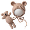 Picture of Zeroest Newborn Baby Boy Girl Photography Props Bear Hat Outfits Crochet Kint Handmade Cap Set for Newborn Photo Shoot (Light Camel)