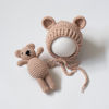 Picture of Zeroest Newborn Baby Boy Girl Photography Props Bear Hat Outfits Crochet Kint Handmade Cap Set for Newborn Photo Shoot (Light Camel)