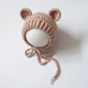 Picture of Zeroest Newborn Baby Boy Girl Photography Props Bear Hat Outfits Crochet Kint Handmade Cap Set for Newborn Photo Shoot (Light Camel)