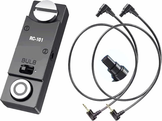 Picture of RC101-N3 Camera Shutter Remote Control for Canon R5 R5C 5D4 5D3 6d2 1/4 Screw Fixing Small Release Button Handle Two Cameras in sync Release Button
