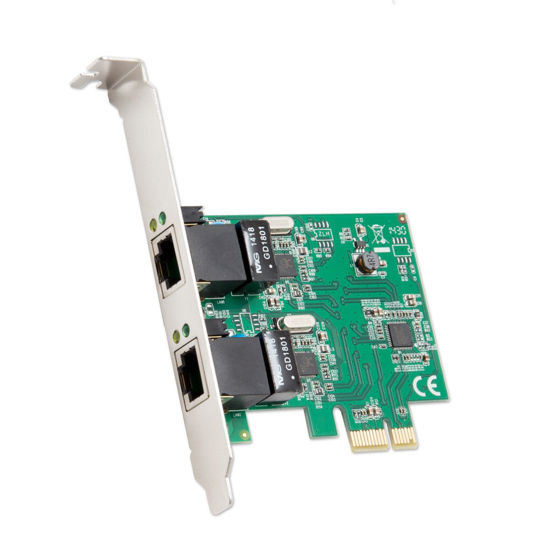 Picture of Syba Dual Port Gigabit Ethernet PCI Express 2.1 PCI-E x1 Network Adapter Card (NIC) 10/100/1000 Mbps Card with Realtek RTL8111 Chipset, 2 Port (SD-PEX24041)