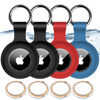 Picture of 4 Pack,IPX8 Waterproof Airtag Holder for Apple Air Tags with Air Tag Keychain,Shockproof GPS Cases [Anti-Scratch] [PC+Silicone] Air-Tag Item Finders Cover,Lovely Air Tags Cover,Black/Black/Red/Blue