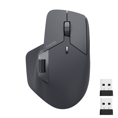 Picture of Rapoo MT760 Multi-Device Wireless Mouse, Bluetooth 5.0 and 2.4G Multi-Mode Connection, Up to 4 Devices, 11 Programmable Buttons, 4K DPI, 90 Days Battery Life, PC, Matte Black