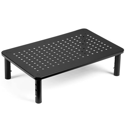 Picture of LOTEYIKE Monitor Riser Desktop Stand, Flat Screen TV Monitor Stand Riser, Sturdy Metal Laptop Computer Monitor Stand Shelf for Printer, iMac, 3 Height Adjustable PC Stand with Mesh Platform