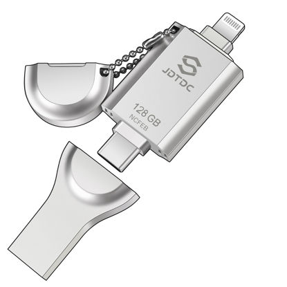 Picture of MFi Certified 128GB Photo-Stick-USB-Flash-Drive iPhone-Photo-Storage-Stick USB C iPhone-Flash-Drive-for-Photos External-Storage-iPhone-Thumb-Drive Memory-Stick-for-Android iPad iPhone-Photo-Transfer
