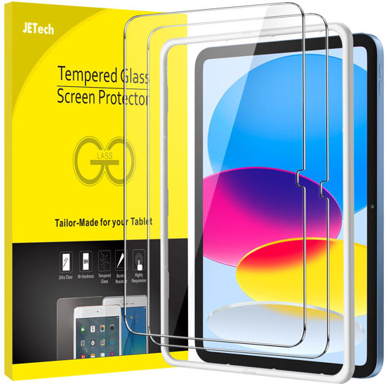 Picture of JETech Screen Protector for iPad 10 (10.9-Inch, 2022 Model, 10th Generation) with Easy Installation Frame, Tempered Glass Film, HD Clear, 2-Pack