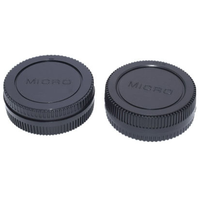 Picture of M4/3 Body Cap&Camera Rear Lens Cover Compatible for Olympus and for Panasonic BMPCC Micro Four Thirds MFT M4/3 Mount Lens Such as E-M1 II E-M5 Pen-F E-PL9 G9 GH5 G80 G85 GX8(2pcs)